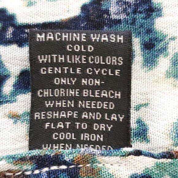 Intro Ikat Print Split Round Neck 3/4 Balloon Sleeve Women's Rayon Boho Top 2X - Picture 12 of 12